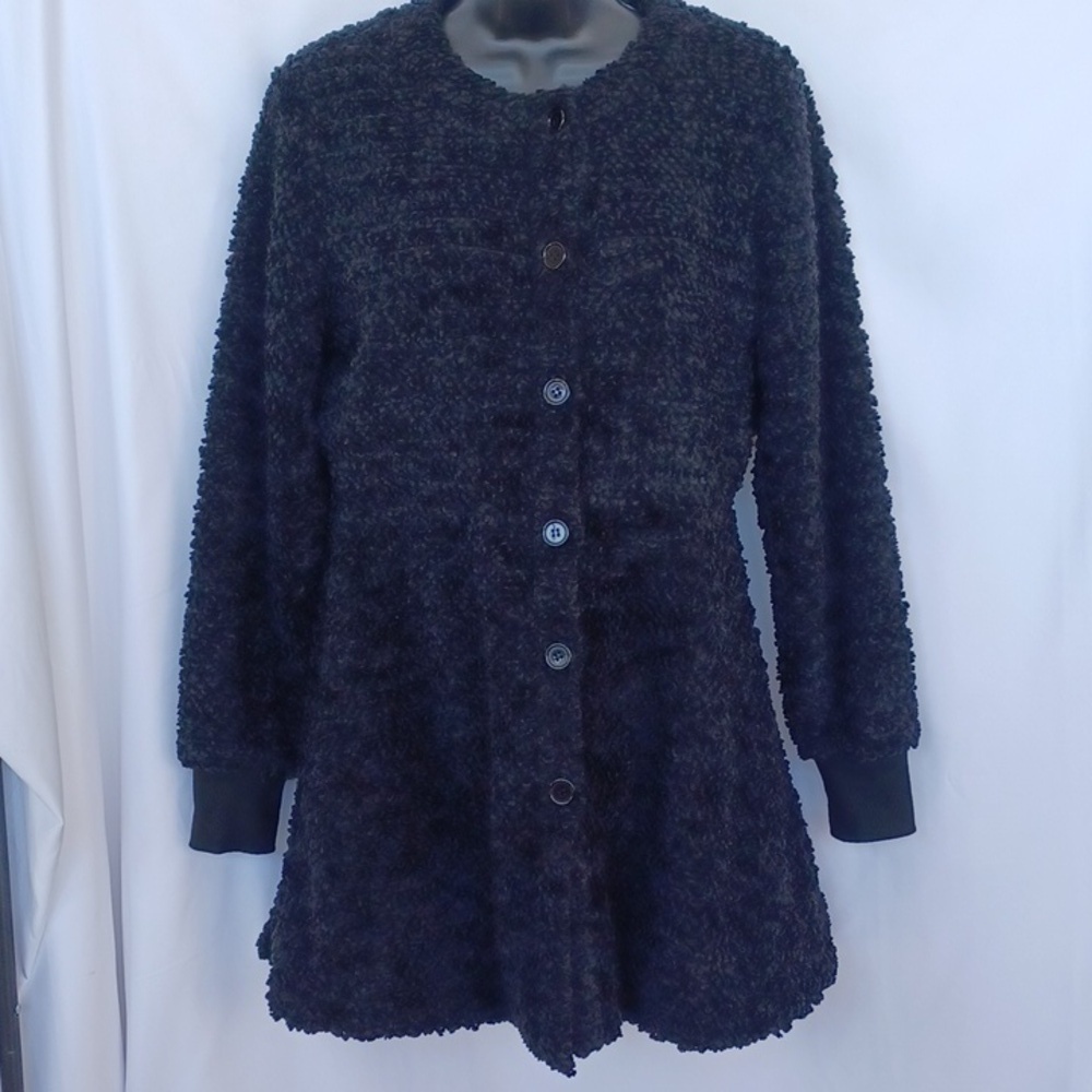 Anthropologie Tulle Black Fitted coat Small, 19" PTP, 16" Flat Waist, 31" L
